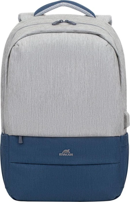 RivaCase Prater anti-theft Laptop Rucksack 17.3", Grey/Dark Blue