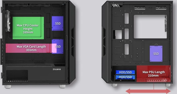 Zalman i3 Neo ARGB, schwarz, Glasfenster