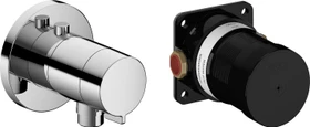 Keuco IXMO 59554 Thermostat-Brausearmatur Set Wandmontage Unterputz mit Schlauchanschluss rund chrom