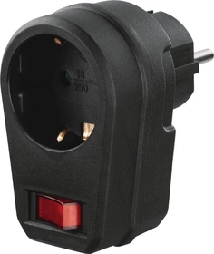 Hama Steckdosenadapter mit Schalter, 1-fach, schwarz