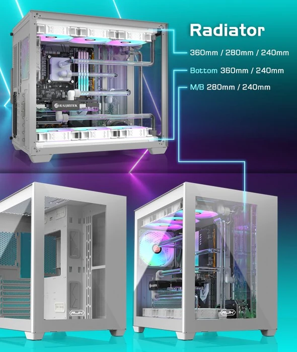 Raijintek Paean C7, weiß, Glasfenster