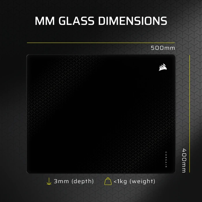 Corsair MM Glass Precision Gaming Mouse Pad - Large 450x400mm, schwarz