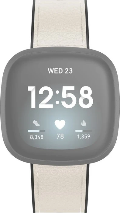 Hama Ersatzarmband Leder/Silikon 20mm für Fitbit Versa 3/Sense weiß