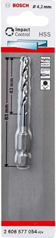 Bosch Professional HSS Impact Control Spiralbohrer, 4.2x43x83mm, 1 Stück