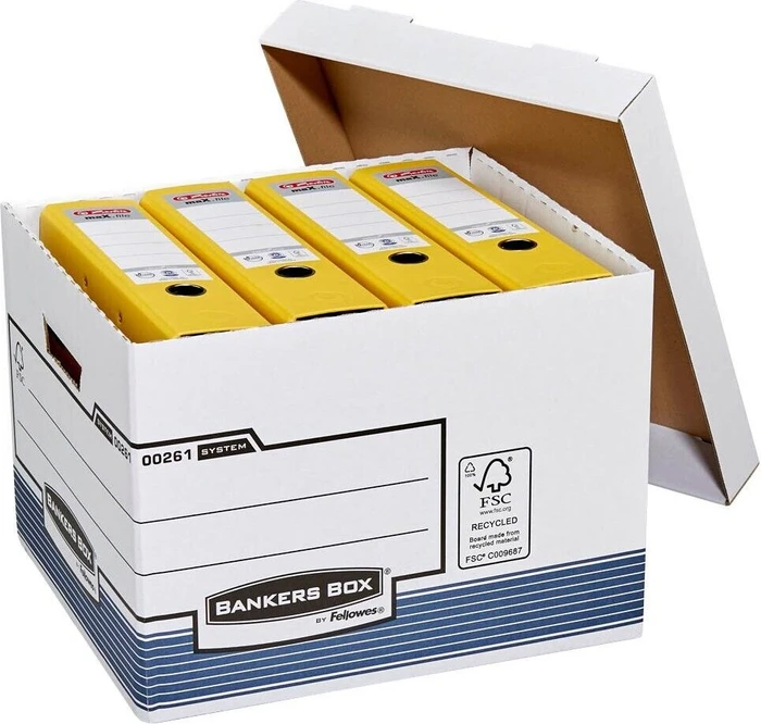 Fellowes Bankers Box System Archivbox 335x292x404mm, weiß/blau