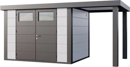 Telluria Classico 3024 Gerätehaus inkl. Anbau 1.68m rechts weiß/grau