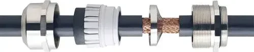 Wiska EMSKV-L 32 EMV-S EMV-Kabelverschraubung, Messing vernickelt mit langem Anschlussgewinde, M32