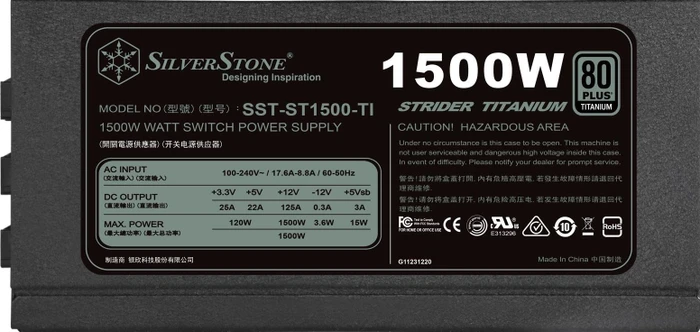 SilverStone Strider Titanium Series 1500W, ATX 2.4