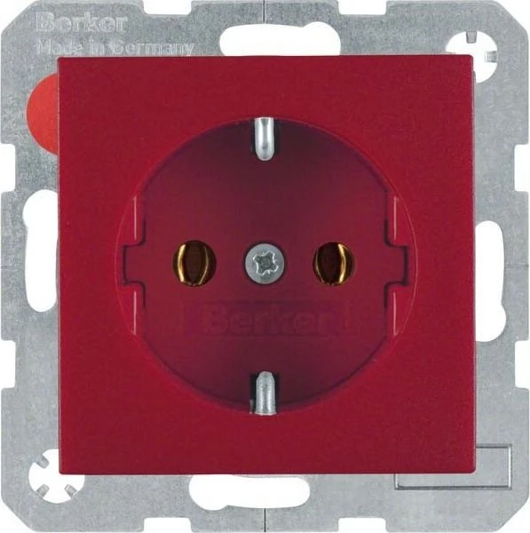 Berker S.1/B.3/B.7 Steckdose SCHUKO mit Schraub-Liftklemmen, rot matt