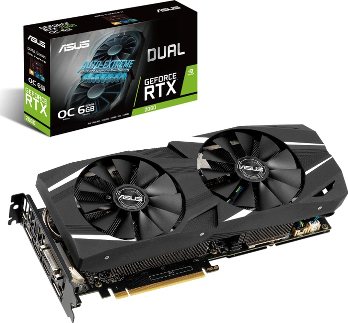 ASUS Dual GeForce RTX 2060 OC, DUAL-RTX2060-O6G, 6GB GDDR6, DVI, 2x HDMI, 2x DP