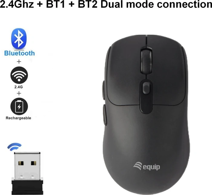 Equip Dual Mode Wireless Mouse schwarz, USB/Bluetooth
