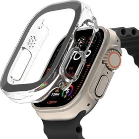 Belkin ScreenForce antimikrobieller TemperedCurve 2-in-1-Displayschutz mit Schutzrand für Apple Watch (49mm) transparent