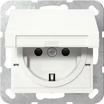 Gira SCHUKO-Steckdose 16 A 250 V~ mit Klappdeckel und erhöhtem Berührungsschutz (Safety Plus) Schraubklemmen reinweiß glänzend