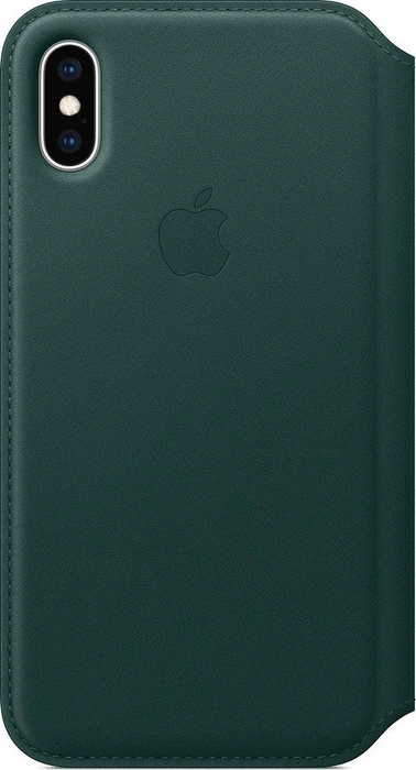Apple Leder Folio Case für iPhone XS waldgrün