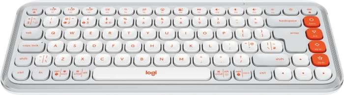 Logitech POP Icon Keys, Off-White & Orange, Logi Bolt, USB/Bluetooth, UK