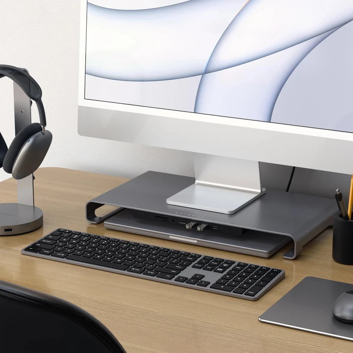 Satechi USB-C Monitor Stand Hub XL, Space Grey, USB-C 3.0 [Stecker]