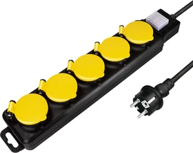 LogiLink Outdoor Steckdosenleiste, 5-fach, 1.5m, schwarz/gelb