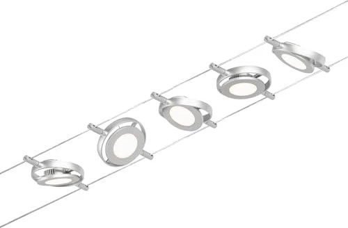 Paulmann CorDuo RoundMac Basisset Seilsystem LED Spot 4.5W silber, 5 Stück