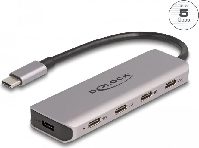 DeLOCK 4-Port USB-C-Hub mit PD, 4x USB-C 3.0, USB-C 3.0 [Stecker]