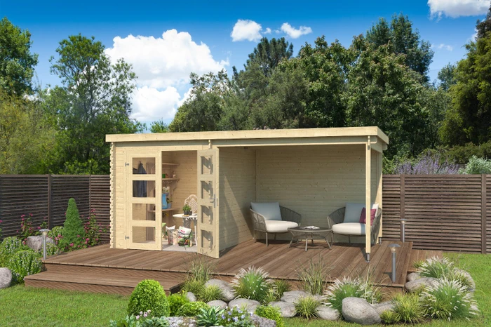 Lasita Maja Long Beach Gartenhaus natur