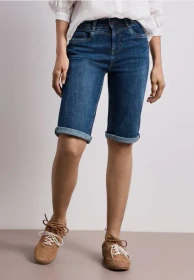 Street One Jane Bermuda Shorts mit Turn-Up Detail Jeans dark blue authentic wash (Damen)