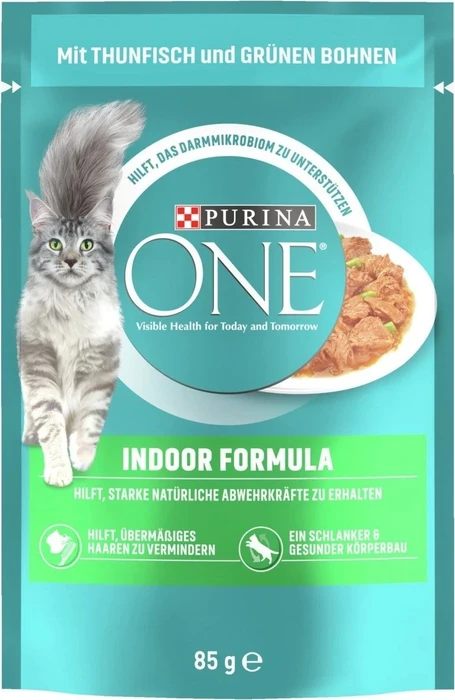 Purina One Indoor Formula mit Thunfisch und grünen Bohnen, 85g