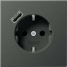 Jung SCHUKO-Steckdose mit USB-Ladegerät Safety+, anthrazit