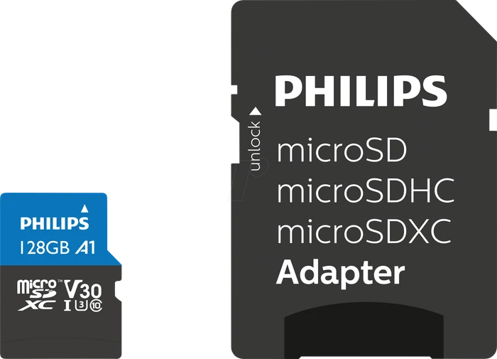Philips Ultra Pro R100/W45 128GB Kit, UHS-I U3, A1, Class 10