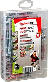 fischer Profi-Box DuoPower kurz/lang + Schraube Schrauben/Dübel-Sortiment inkl. Werkzeugbox, 150 Stück