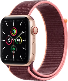 Apple Watch SE (GPS + Cellular) 44mm gold mit Sport Loop pflaume