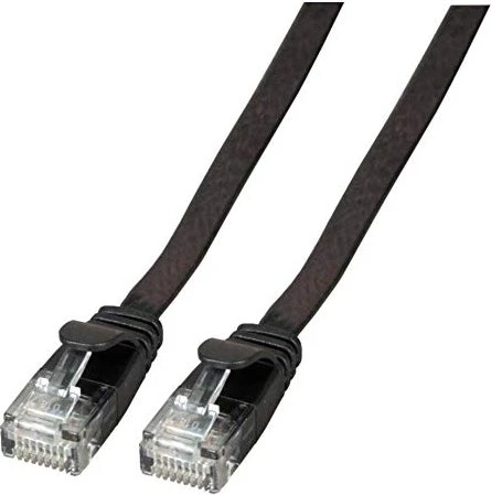 EFB Elektronik PVC kompakt Flach-Patchkabel, Cat6a, U/UTP, RJ-45/RJ-45, 3m, schwarz