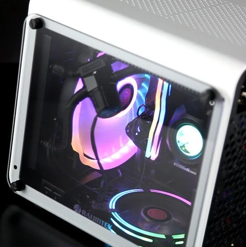 Raijintek Metis Evo TGS, weiß/schwarz, Glasfenster, Mini-ITX
