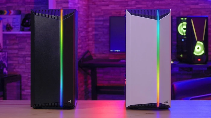 AeroCool Bionic V2, schwarz, Lüfter LED RGB, Glasfenster
