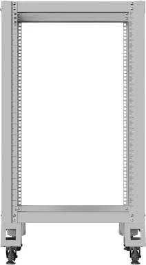 Lanberg Open Rack Series 19" Open Frame Rack 18HE, 4-Pfosten, mit Rollen, Flat Pack, tiefenverstellbar, 430-590mm, RAL 7035, 800mm tief