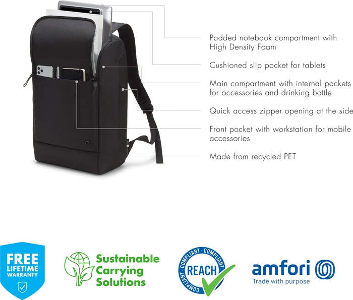 Dicota Laptop Rucksack Eco MOTION 13-15.6", schwarz