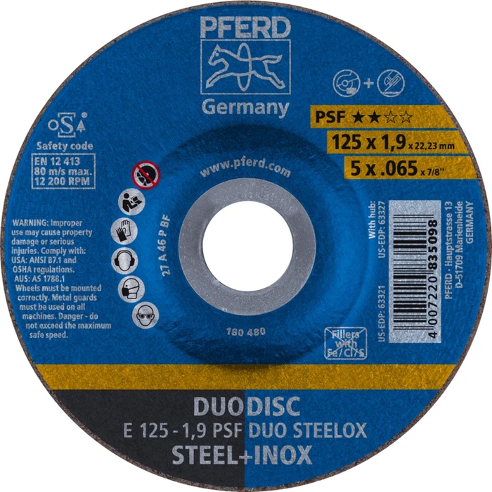 Pferd E 125-1.9 PSF DUO STEELOX Trennscheibe, 125x1.9x22.23mm, 10 Stück