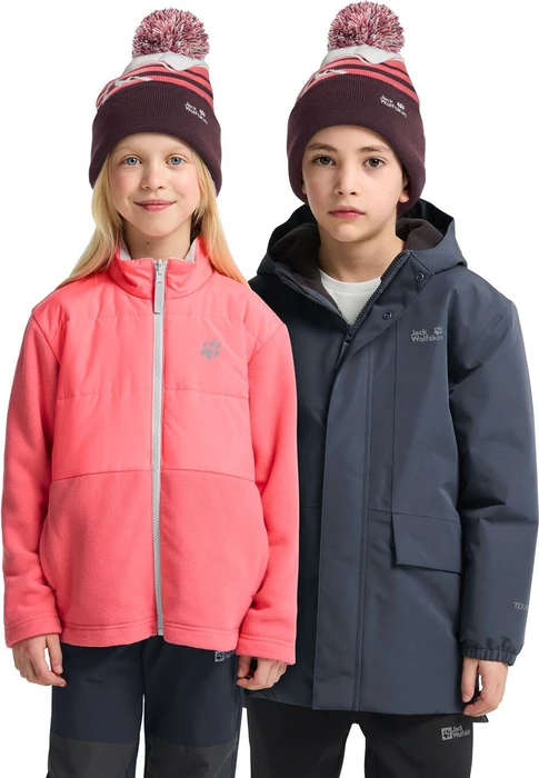 Jack Wolfskin Stripy Pompom Beanie amaranth (Junior)