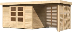 Karibu Askola 5 Gartenhaus inkl. Anbau 2.4m + Lamellenwand natur