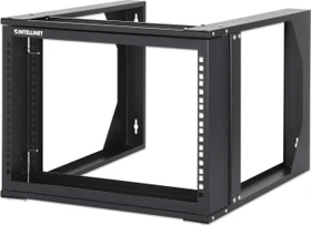 Intellinet 19" 2-Pfosten Laborgestell 6HE, zur Wandmontage, 2 Tragschienen, Flatpack, RAL 9004, 450mm tief