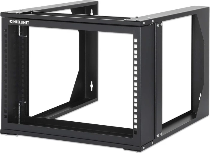 Intellinet 19" 2-Pfosten Laborgestell 6HE, zur Wandmontage, 2 Tragschienen, Flatpack, RAL 9004, 450mm tief