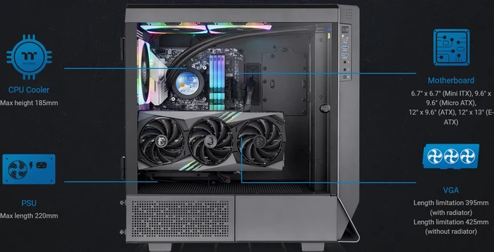 Thermaltake Ceres 500 TG ARGB, schwarz, Glasfenster