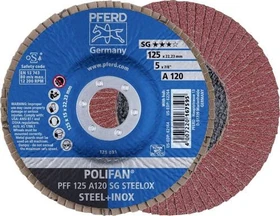 Pferd PFF 125 A 120 PSF STEELOX POLIFAN Fächerschleifscheibe K120, 125x22.23mm, 10 Stück