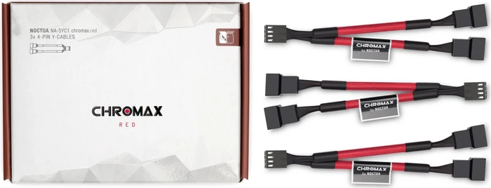 Noctua NA-SYC1 chromax.red, 4-Pin auf 2x 4-Pin Verteiler, sleeved, 11.5cm, rot, 3er-Pack
