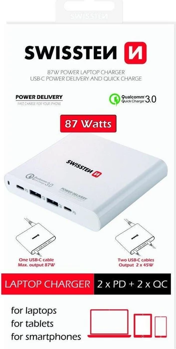 Swissten Laptop Charger 87W weiß