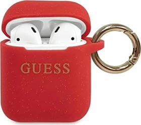 Guess Airpods 1 und 2 Hülle Cover Glitter Red