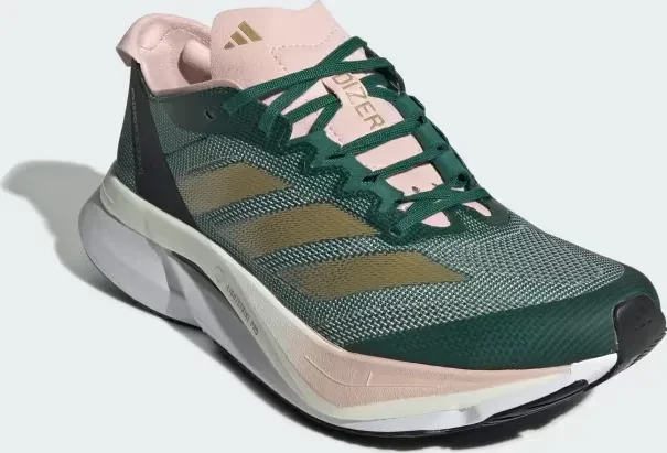 adidas Adizero Boston 12 collegiate green/matte gold/sandy pin (Damen)