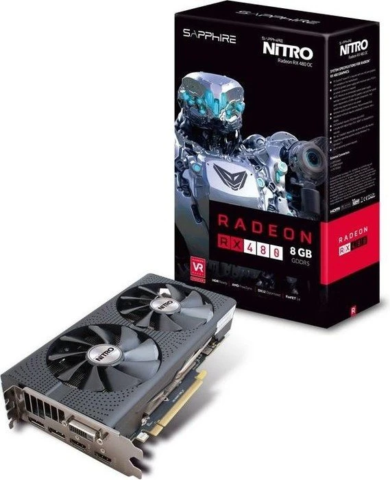 Sapphire Nitro Radeon RX 480 8G D5 OC, 8GB GDDR5, DVI, 2x HDMI, 2x DP, lite retail
