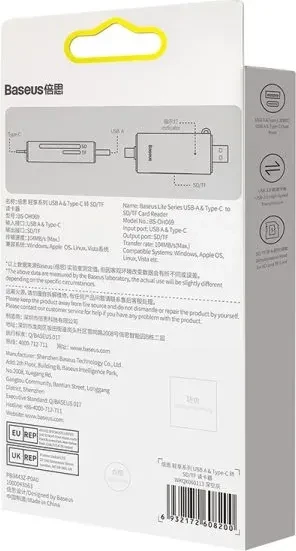 Baseus Lite Series Card Reader, USB-C/USB-A 3.0 [Stecker]