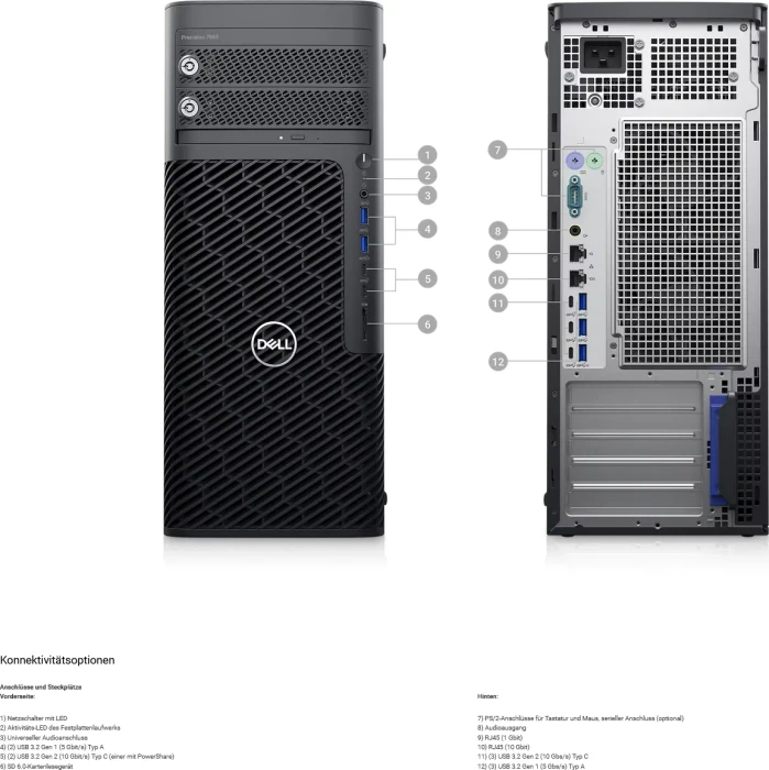 Dell Precision 7865 Tower, Ryzen Threadripper PRO 5945WX, 32GB RAM, 1TB SSD, RTX A2000