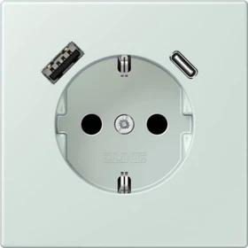 Jung Serie LS SCHUKO-Steckdose mit USB-Ladegerät Safety+, céruléen pâle